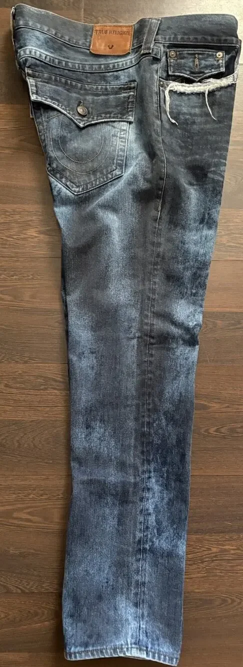 Rare Find True Religion Men's Geno Slim Fit Straight Jeans Sz 40x32 Cloud Wash